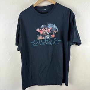 Sturgis Black Hills Rally 2013 T-Shirt Black Hog Pig Mens Large